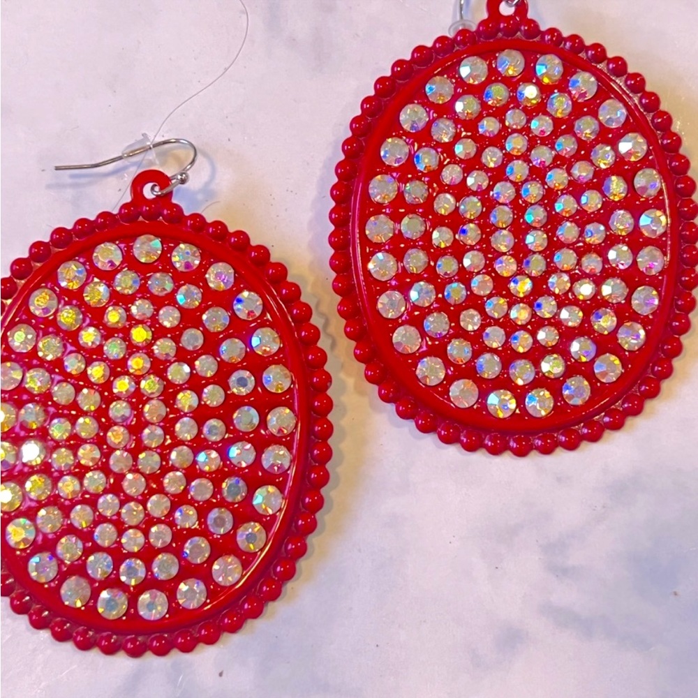 Red Rhinestone Earrings